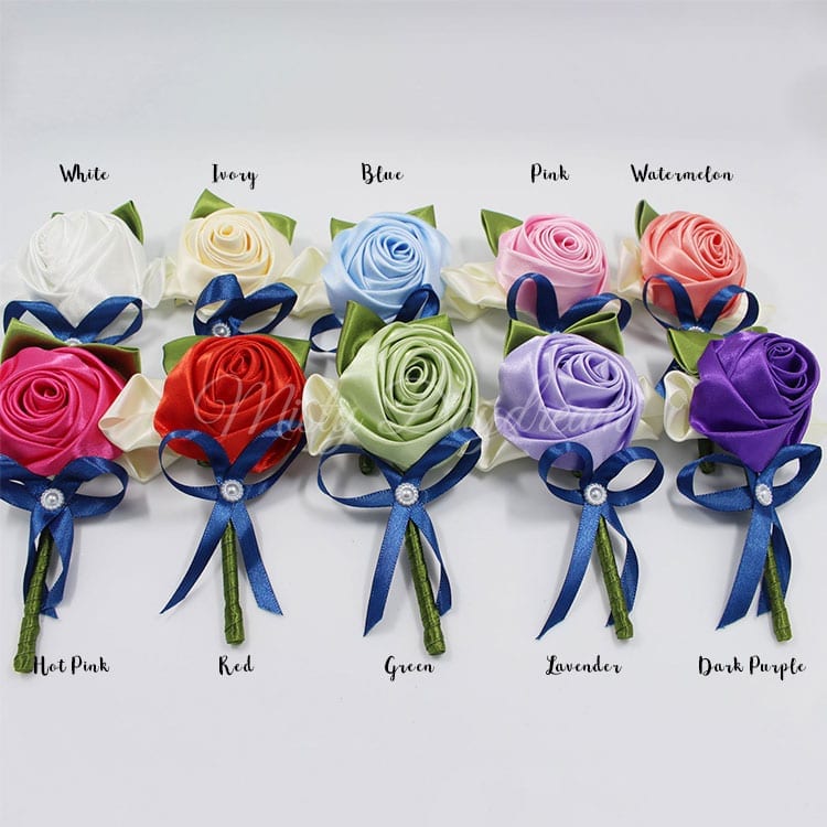Silk Classic Floral Boutonnière/ Pin Corsage - Misty Daydream White And Baby Blue Corsage