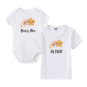 Custom Name Baby Onesie Romper Baby bodysuit Smiley Star Design